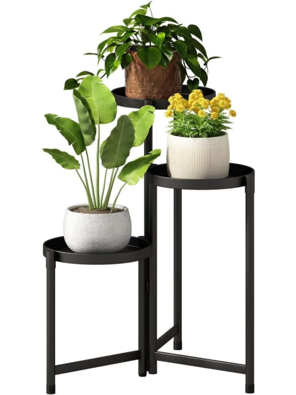 3-Tier Tall Metal Plant Stand - Heavy Duty Indoor/Outdoor Flower Pot Holder